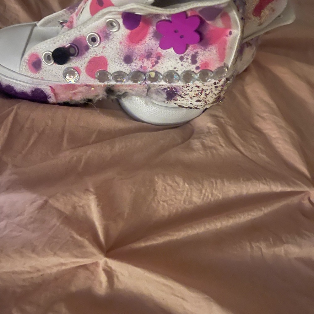 Colorful Custom Sneakers with Pink and Purple Accents